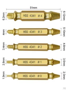 5pcs/set Double Sde Drll Out Damaged Screw Extractor Ttan