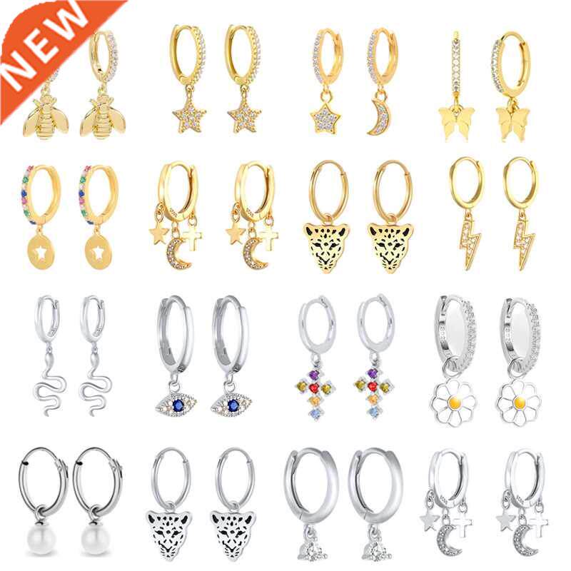 CANNER Hoop Earrings Black Panther Moon Star Cross 925 Sterl