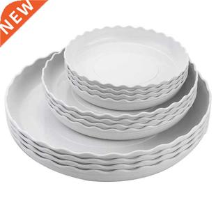 White Round Flower Pack Saucer Plastic Plant Wave