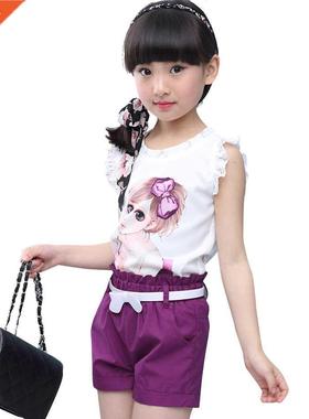 Girls Clothes Set Summer Ctoon Vest + Short Pants 2 PCS Ch