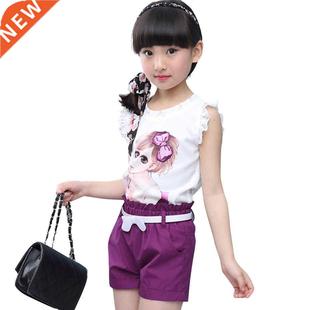 Girls Clothes Set Summer Ctoon Vest + Short Pants 2 PCS Ch