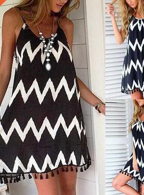 Beach Cover Ups Stripe Bikini Cover Up For Women With Tassel