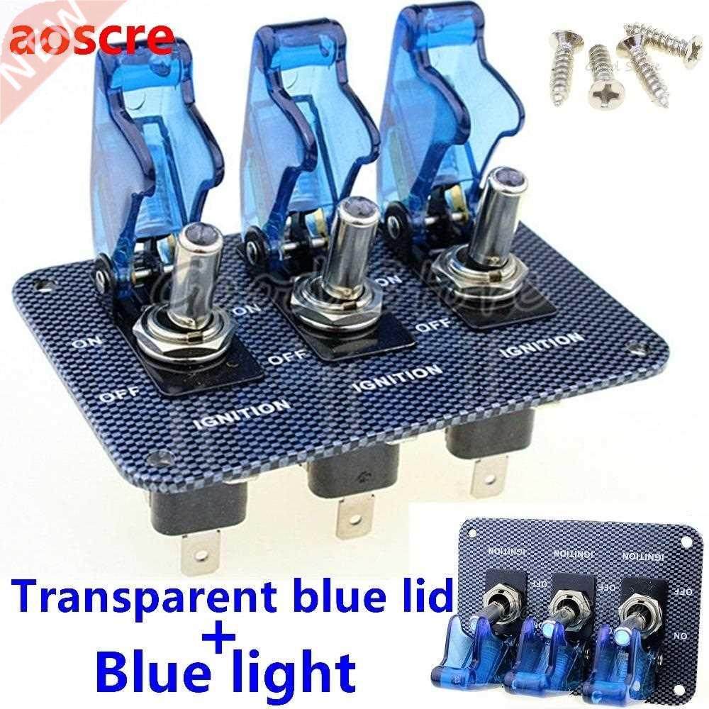 1PCS X12V Blue LED Safety Cover Aircraft Toggle Switch Carb