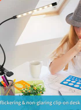 Dimmable LEDs Clip-on Desk Lamp Reading Light 3 Lighting Mod