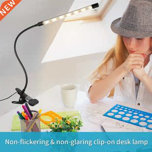 Dimmable LEDs Clip-on Desk Lamp Reading Light 3 Lighting Mod