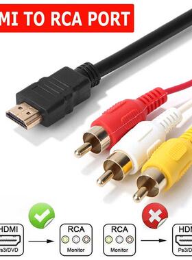 1.5m Male Jack To 3 RCA Female Plug Adapter Audio Converter