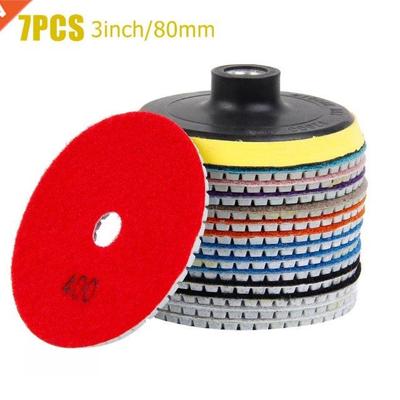 7Pcs 80mm Dry Polshng Pad 3 nch Sharp Type Damond Polsh