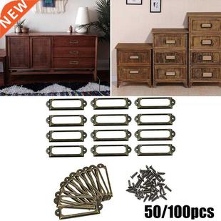 Pull Nam Antique File Handle Frame Label Iron Brass 100pc