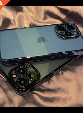 Luxury Plating Square Frame Clear Phone Case For iPhone 13 1