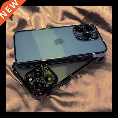 Luxury Plating Square Frame Clear Phone Case For iPhone 13 1