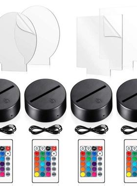 4 Peces Clear Acrylc Sheets And 4 Peces 3D Nght LED Lgh