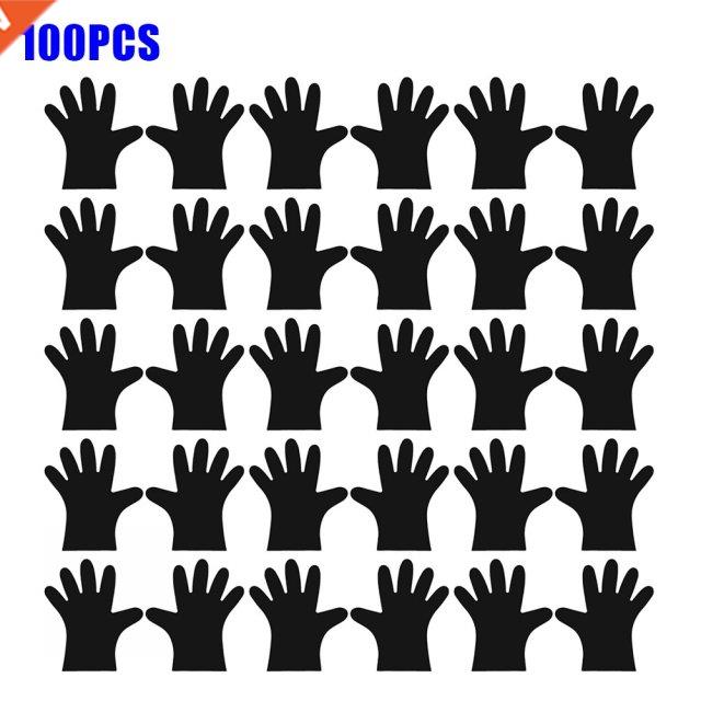 100pcs Black TPE Gloves Disposable Synthetic Latex Gloves Fo