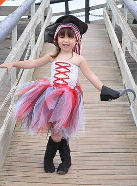 Children Pirate Design Cosplay Tutu Dress Kids Girl Summer