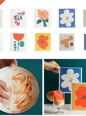 1PC Kitchen Dish Cloth Wood Pulp Cotton Dish Towel Dishcloth