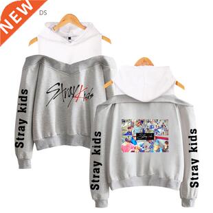 Korean Fashion Kpop Stray Kids KPOP Off shoulder Hoodie Swe