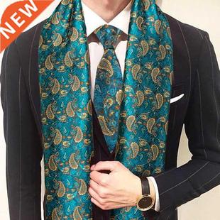 Scarf Green Jacquard New 100% Men Paisley Silk Fashion