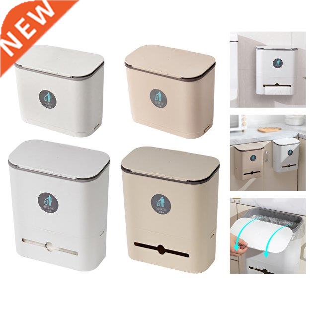 Wall Mounted Hanging Trash Can with Lid Installable Counter