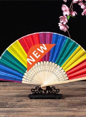 1PC 3Styles Summer Rainbow Hand Held Folding Fan for Wedding