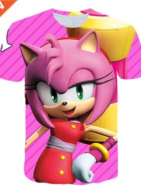 Cute Children's Clothes Sonic Pink Yellow T-shirt Fun T Sh