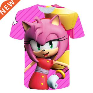 Cute Children's Clothes Sonic Pink Yellow T-shirt Fun T Sh