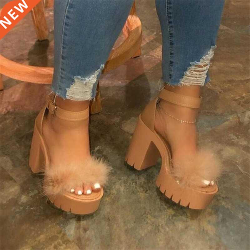 akexiya Women's Sandals 2021 Summer New Thick Heel Platform