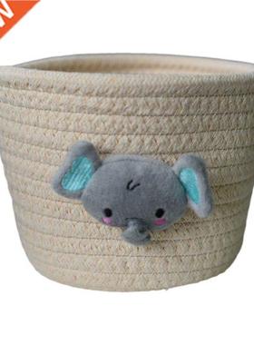 Cartoon Animals Hand Woven Storage Basket Kids Toys Desktop