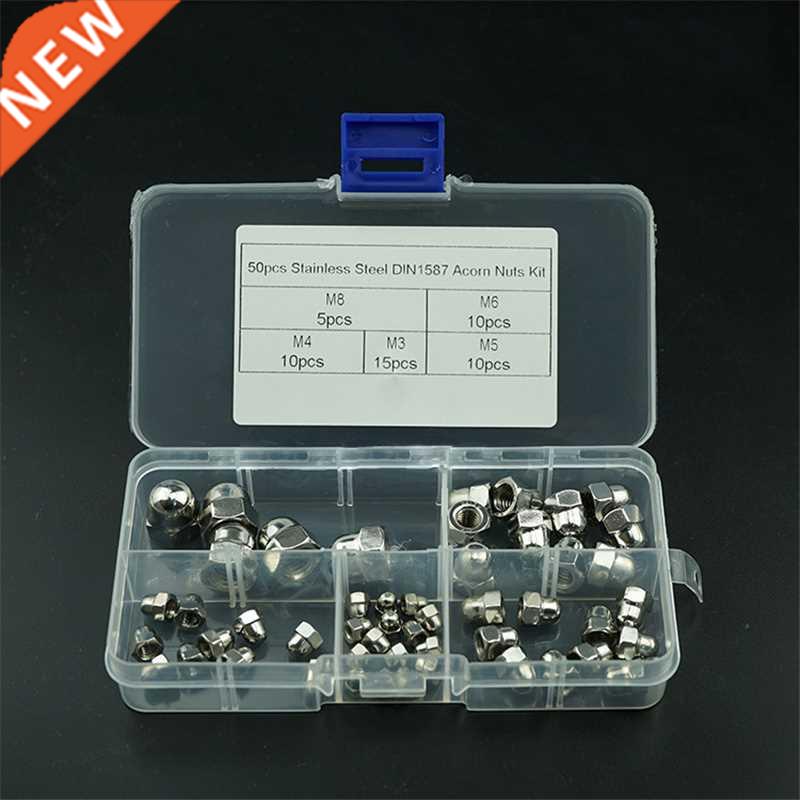 50PCS Acorn Cap Nuts Set M3 M4 M5 M6 M8 DIN1587 304 Stainles