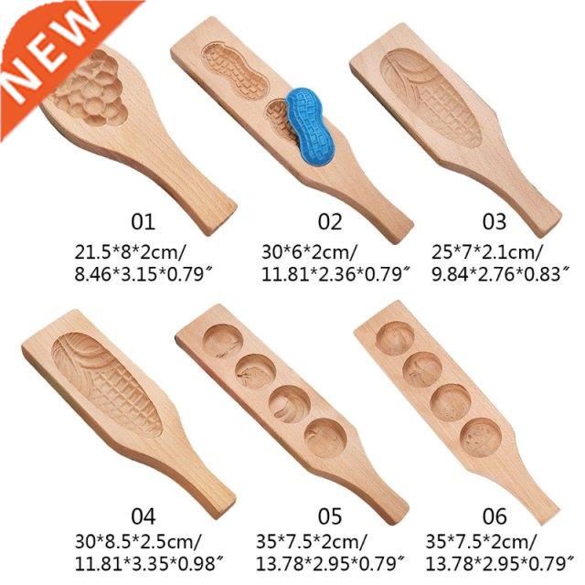 Carved Round Wooden Mould Baking Decoration Tools 3D Vegetab