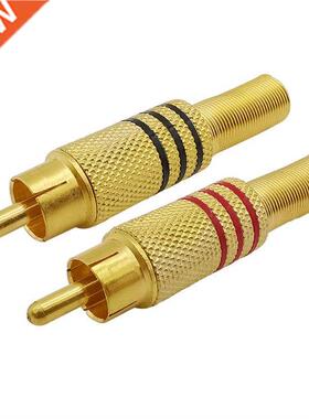 10Pcs Gold Plated RCA Male Plug Connector With Metal Spring