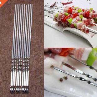 Skewers Bar Stanless BBQ Outdoor For Meat Flat Steel Pcs