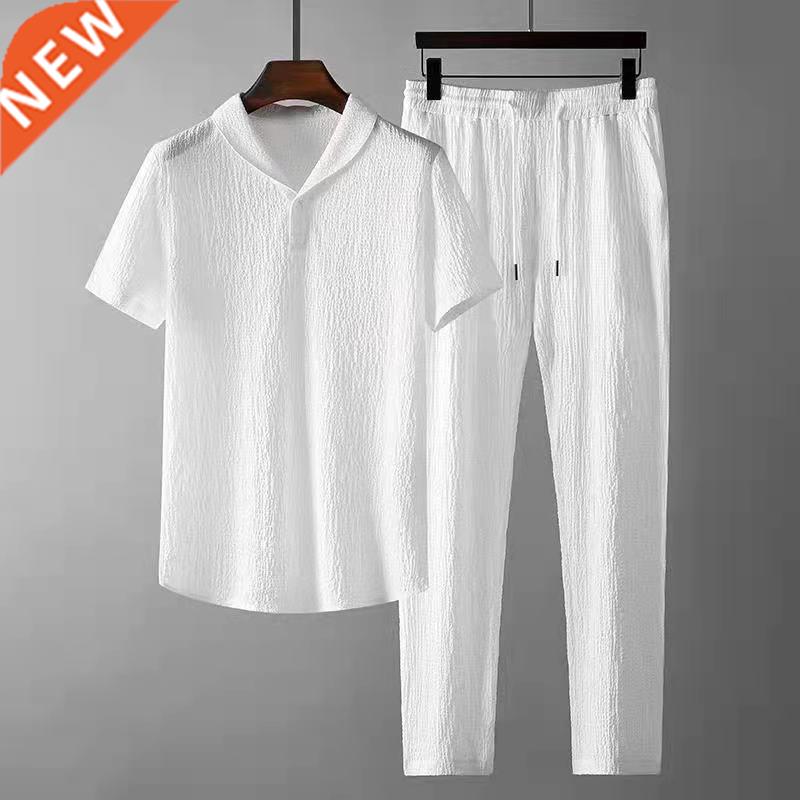 (Shirt+Trousers) 2022 Summer new arrival Men Fashion Classic