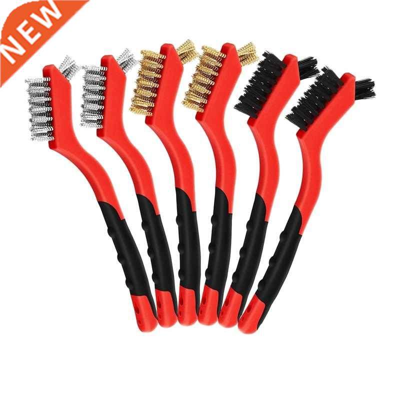 6Pcs Mini Wire Cleaning Brush Brass Stainless Steel and Nylo