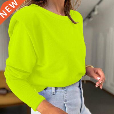 Gray Autumn Long Sleeve with Shoul Pad Sweatshirts Casual