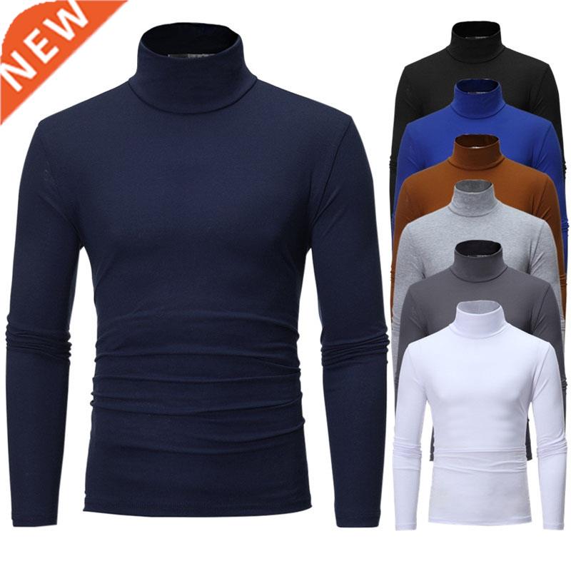turtleneck for men Solid colour slim elastic thin pullover m