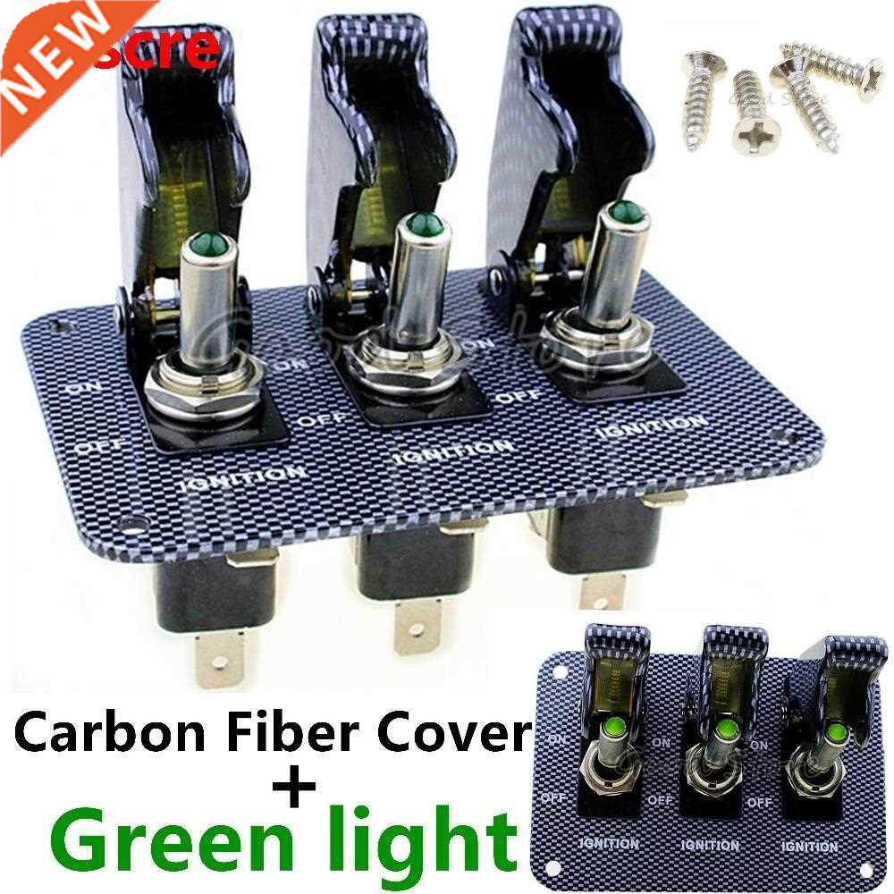 1PCS X12V Carbon cap Green light LED Safety Cover Aircraft