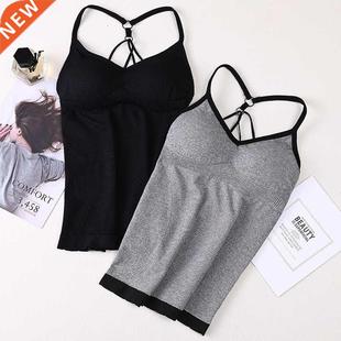 Top Underwear Solid Cup Built Tank Bra Women New