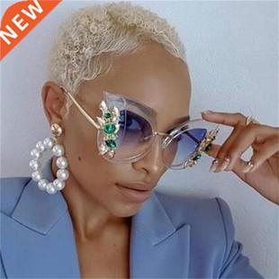 Diamond Green Oversized Sunglasses Designe New Women Fashion