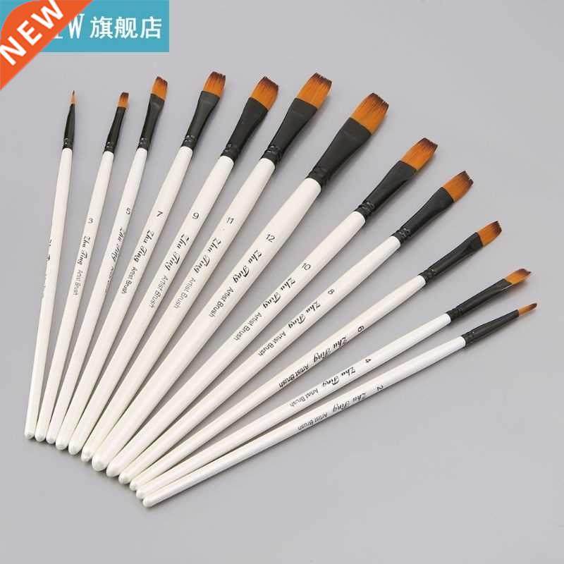 12Pcs Arti Paint Brush Set Nylon Briles Watercolor Acryl