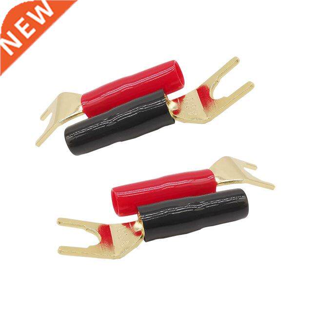 4Pcs Plastic Handle U/Y Spade Type Banana Plugs Gold Plated