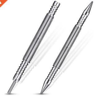 2Pc Spring Center Punch Hammerless Dual Head Nail Setter Spr