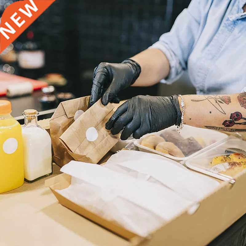 100pcs Black Nitrile Gloves 7mil Kitchen Disposable Syntheti
