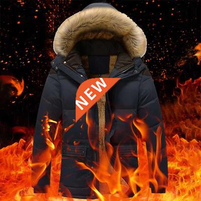 Winter Parkas Men Fur Collar Warm Thick Cotton Multi-pocket