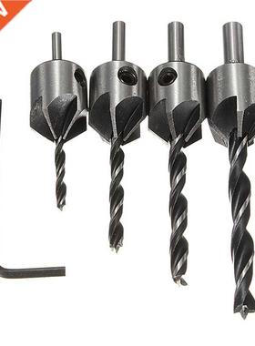 4pcs H 5 Flute Countersink Drill Bit Set Screw Chamfer Tool