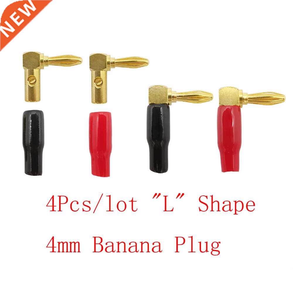 4Pcs/lot(2Pairs) Right Angle L Type 4mm Banana Male Plug Aud