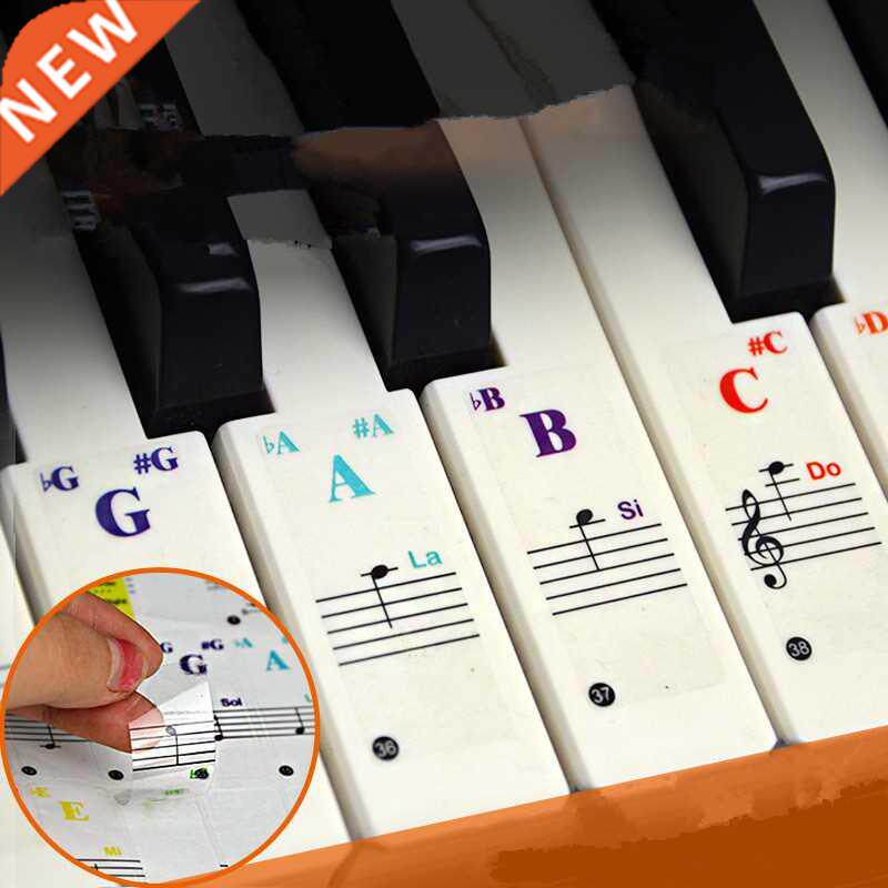49/54/61/88 color transparent piano keyboard stickers electr