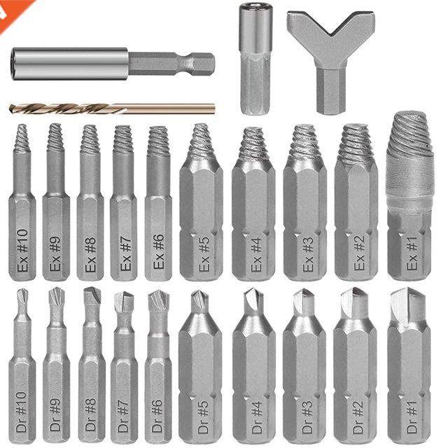 24Pcs Damaged Screw Extractor Set Alloy Steel Stripped Bolt