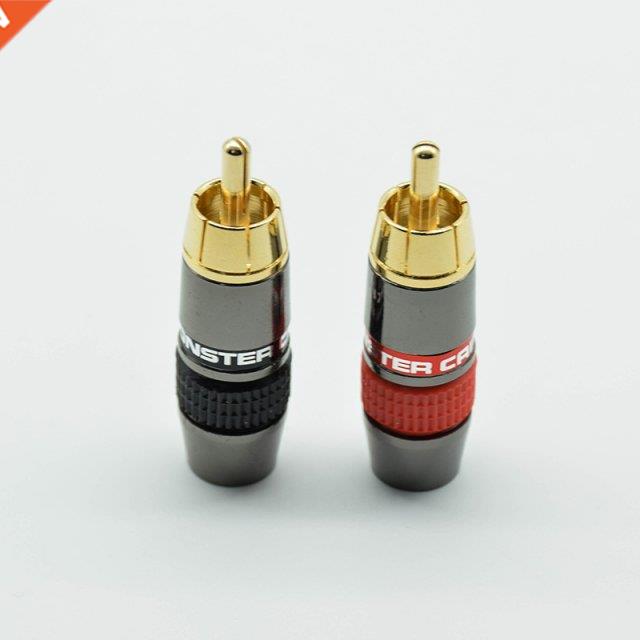 2PCS/1pair red black RCA Gold Plated Pure Copper Zinc Alloy