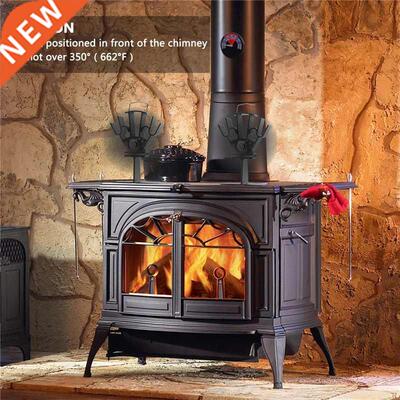 4 Blade Heat Powered Stove Fan Black Fireplace Fan Burner Ec