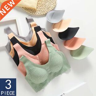 3pcs V Latex Bra Seamless Bras For Women Underwear BH Push U
