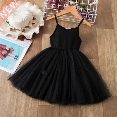 Vest Dress for Girls Solid Black Sleeveless Halloween Girl C